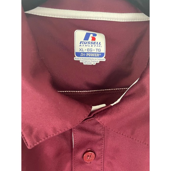 Cincinnati Reds Baseball Mens Russell Athletic Dri-Power Size XL Burgundy Collar - Picture 2 of 5
